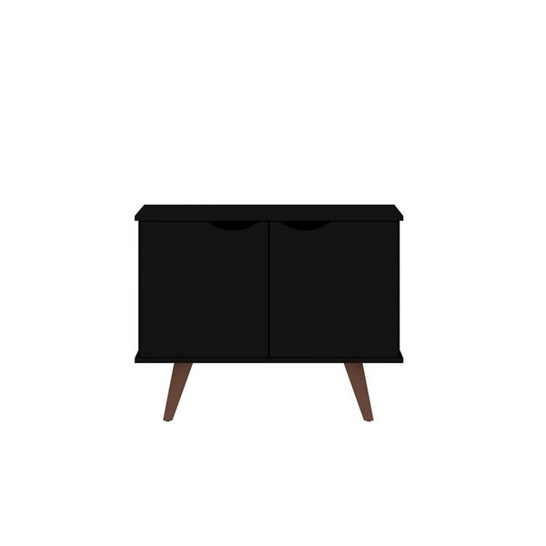 Designed To Furnish Hampton Accent Cabinet with 2 Shelves Solid Wood Legs in Black, 25.59 x 33.07 x 15.75 in. DE2616300